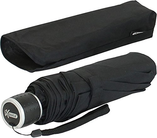 iX-brella Mini Ultra Light - Damen Taschenschirm mit großem Dach - extra leicht - schwarz