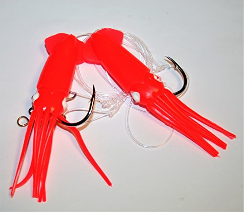 Fladen Octopus Solid - Dorschsystem mit Zwei Oktopussen, erhältlich in Gelb und Rot, in den Größen 4/0 und 8/0 verfügbar
