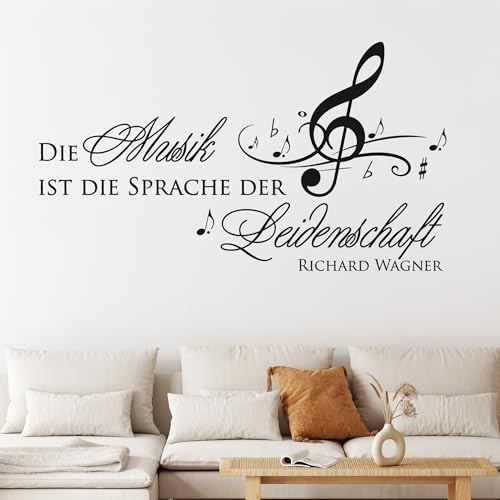 GRAZDesign Wandtattoo Sprüche Musik ist die Sprache der Leidenschaft Wohnzimmer Musikraum - 074 mittelgrau