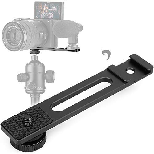 ChromLives Camera Bracket Attach Microphone Stand Cold Shoe Mount 1/4 Compatible with Sony Alpha A6400 A6000 Mirrorless Digital Camera Extension Plate Filming Selfie Video Live Streaming Vlogging
