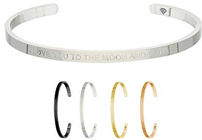 Max Palmer | Armband/Armreif mit Spruch - Gravur I Love You to The Moon and Back [01.] - Silber