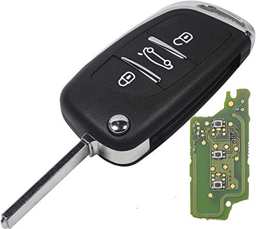 ProPlip Clé complète électronique 3 Boutons Citroen Picasso C2 C3 C4 C5 C6 Peugeot 206 207 307 308 408 308 433MHz ce0536