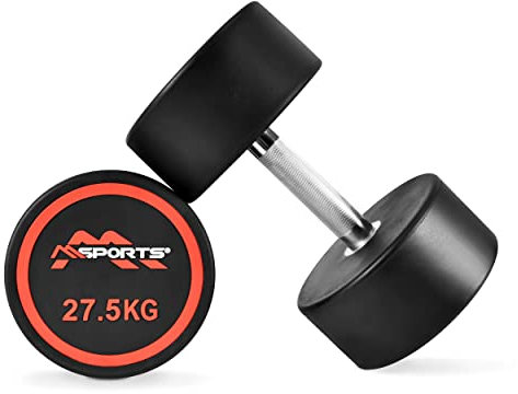 Rundhantel Premium 2er Set | Gummi Kurzhantel Beschichtung 2,5-50 kg | Griff verchromt und gerändelt | Verschiedene Gewichtsvarianten Hantel (2 x 27,5 kg)