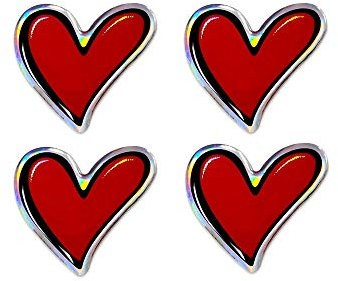 4R Quattroerre.it 32120 Adesivo 3D Stickers Cuore HQ, Set da 4, 27 x 30 mm