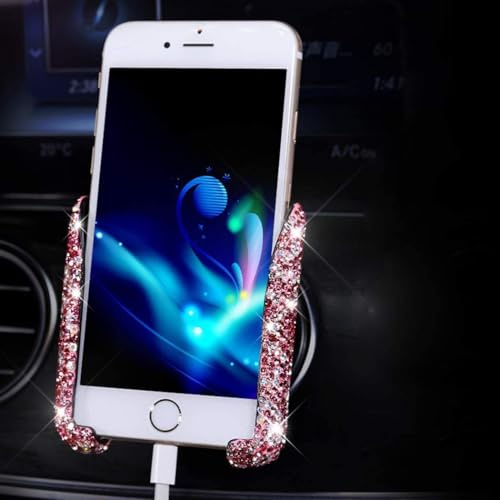 SUNCARACCL Bling Support de téléphone de voiture pour grille d'aération, support de téléphone rose