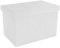 INTIRILIFE Faltbare Sitzbank 49x30x30 cm in Schnee WEIß - Sitzwürfel mit Deckel und Stauraum aus Stoff mit Mulden - Sitzcube Fußablage klappbare Aufbewahrungsbox Truhe Sitzhocker