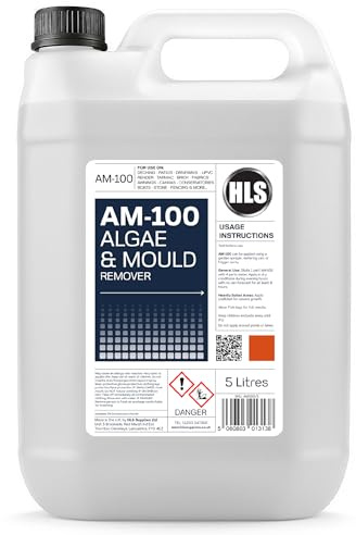 HLS Supplies 5L AM-100 Algae and Mould Remover Patio - Spray & Leave Fence, Deck and Render Cleaner Pet Friendly Once Dry