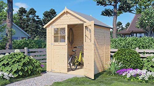 Alpholz Gerätehaus Osterbek aus Fichten-Holz, Gartenhaus mit 14mm Wandstärke, Holzhaus, Geräteschuppen Größe: 202 x 191 cm, Satteldach