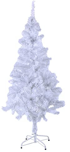 GIANTEX Albero di Natale Bianco 1,5/1,8/2 M, Albero di Natale Romantico Folto, Albero di Natale per Feste, Case, Uffici, Negozi, Bar, Scuole, Supporto in Ferro, Rami Spessi