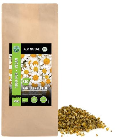 Alpi Nature Manzanilla Infusión Orgánica 500g, Flores de Manzanilla Natural Secas de Primera Calidad