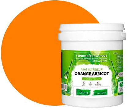 BOX DECO COULEURS Peinture murale naturelle écologique aspect mat intérieur Natura - 1L, Orange Abricot