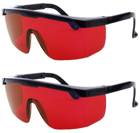 SEIWEI 2 Pack Safety Glasses for Lasers, 190nm - 540nm OD 5+ Laser Engraver Protective Goggles Eye Protection Eyewear for Work [Red]