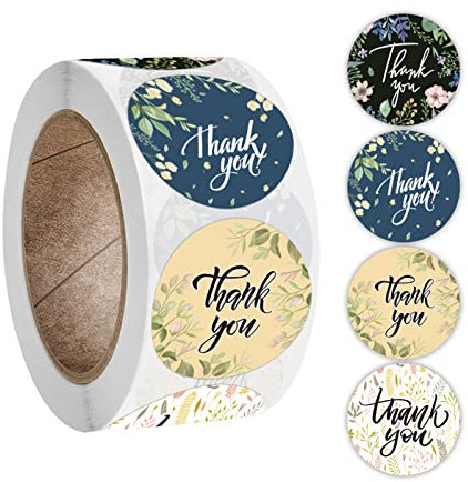 LOOGI Danke Aufkleber, 500 Stück Dankeschön Etiketten Selbstklebend Thank You Sticker für Geschenktüten Hochzeit Marmeladenglas Backen Handarbeit (mehrfarbige Blumen, 2,5cm)