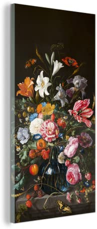 Glasbild Glasfoto Wandbild Bilder Deko 80x160 cm Vase mit Blumen - Jan Davidsz de Heem - Kunst