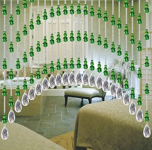 Rekelola Hanging Glass Door Beads Beaded Curtains Valance Self-Adhesive for Doorways Crystals Stran Arched Windows, Clear Crystal Room Bead Partition Curtain Door Frame Beads for Doorways Closets 2