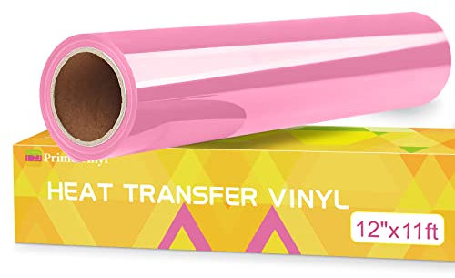Prime Vinyl HTV Vinyl Roll - 12 x 11ft Pink Heat Transfer Vinyl For T-Shirts, Iron on Vinyl for Silhouette Cameo, Cricut Maker, Heat Press Vinyl for Clothes, Hats, Pants, Other Fabrics