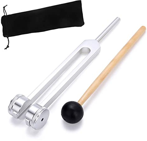 Tuning Fork 128 Hz, C-128 Frequency Aluminum Non-Magnetic Tuning Fork for with Hammer