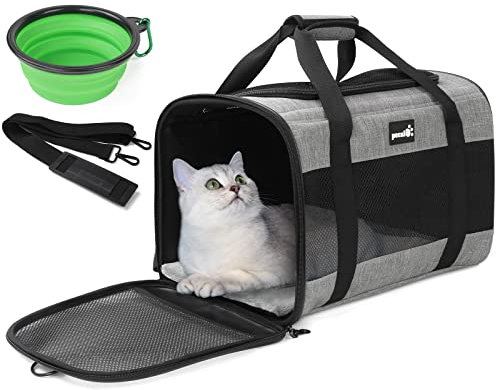 Pecute Katzentransportbox <4kg, Atmungsaktive Hundetasche Transportbox, Katzen Transportboxen Mit Verstellbarem Schultergurt,Katzentransporttasche Für Reisen Hundetragetasche Für Katzen Welpen