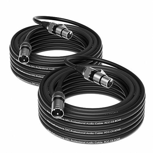 Wrugste XLR Kabel Premium Symmetrisches XLR Mikrofonkabel,15M 2Stück 3-Pin XLR Stecker auf Buchse DMX Mikrofonkabel für Studioaufnahmen und Live-Produktion