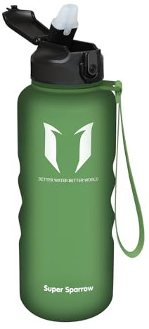 Super Sparrow Gourde Avec Paille - Bouteille - 1.5L - sans BPA Tritan - Anti-fuite Reutilisable pour salle de l'école,Sport