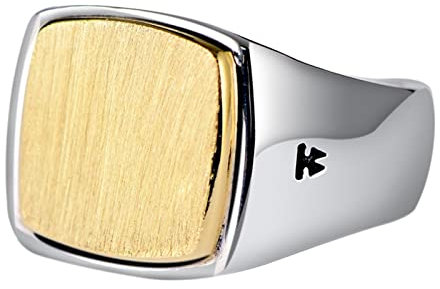 ANAZOZ Bandring Silber Echt Herren, Männer Ringe Goth Schmuck Siegelring Aus Gebürstetem Gold, Breit, 10 mm größe 67