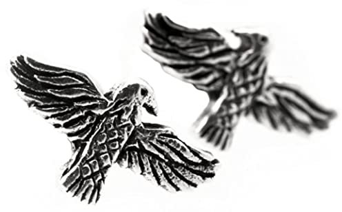 Silber Ohrstecker HUGIN & MUNIN 12 mm Odins Raben Ohrschmuck 925 Sterlingsilber