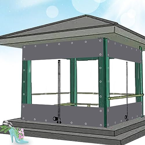 Durchsichtige Planenvorhänge Schwere Außenplanen Plane Seitenwände mit ReißVerschluss/öSen,Abdeckplane-Rennvorhänge,Pergola Terrasse Transparente Wasserdichte Überdachung,W×H-2.5×2.2m/8.2*7.2ft