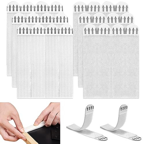12-Pairs Adhesive Picture Hanging Strips, Photo Frame Stickers for Wall,Damage Free Removable Wall Fastener,Double Side Hook Loop Mounting Tapes for Glass, Metal, Frames, Mirrors(16*70mm)