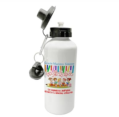 t-shirteria Borraccia Grazie Maestro Nome Personalizzabile Un Bambino impara quando l'amore insegna Maestri Insegnante Figlio Educatore idee regalo Maestro Regalo con Nome