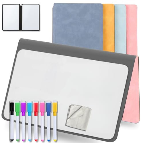 MandA® Tableau blanc petit tableau noir pliable, effaçable et portable | 2 x A5 + 11 marqueurs + chiffon - Carnet en ardoise | Accessoires de bureau | Étudier | Rose