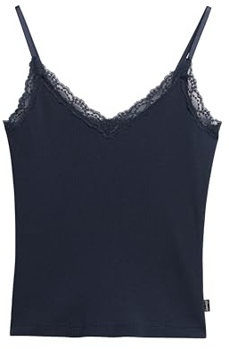 Superdry Damen Athletic Essential Lace Trim Cami Top Kräftiges Marineblau 6-8