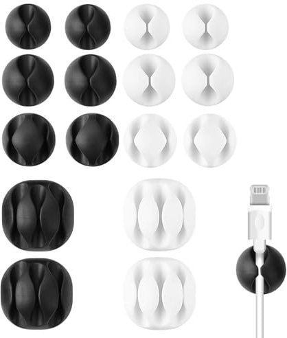 16Pcs Cable Holder, Cable Clips, Stable And Flexible Cable Tidy, Cable Tidy Clips Applicable Tocomputer Cable/Desk/Filing Cabinet/Mobile Phone/Pen Holder/Toothbrush/Floss Holder