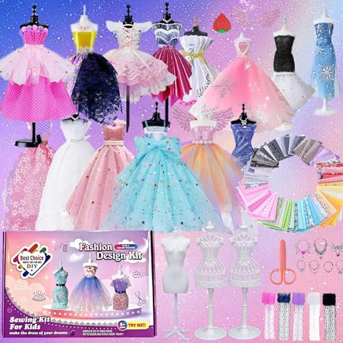 Aszaui 650+Stücke Modedesign Mädchen,Nähset Kinder,Puppe kleidung,Bastelset für Kinder kleidung,Top Model Geschenke für Mädchen,Bastelset Mädchen 6 7 8 9 10 11 12 + Jahre