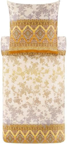 Bassetti AGRIGENTO Bettwäsche + 1 Kissenhülle aus 100% Baumwollsatin in der Farbe Gold Y1, Maße: 135x200 + 1 K 80x80 cm - 9329911, Überseeisch