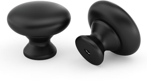 goldenwarm 10 Pack Black Knobs, Matte Black Kitchen Cupboard Knobs Round