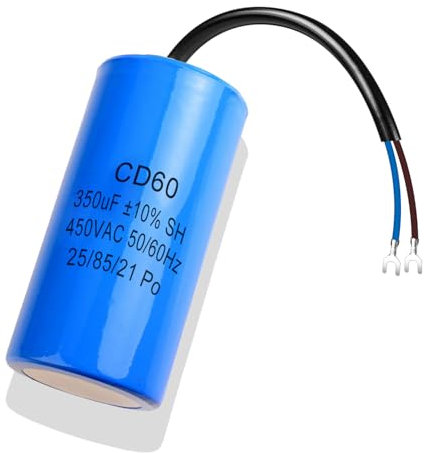 Iruihoo CD60 350uf AC 450V 50/60HZ Kondensator, Starterkondensator, elektrischer Kondensator, Motorlaufkondensator mit Kabel, für Kühlschrank, Motor, Pumpe, Generator