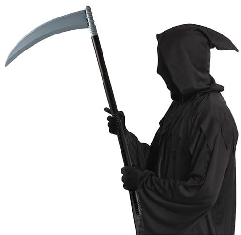 Grim Reaper Scythe - Pack of 12-28/70cm Long 3-Piece Plastic Scythe - Spooky Halloween Fancy Dress Accessory