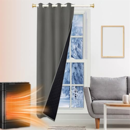 SK Studio Cortina Termica Aislante Frio y Calor Cortinas Puertas Cortina, Espesar Invierno Cortina De Puerta, Impermeable para dormitorios, Interior y Exterior, Gris Oscuro 1, 90x200cm