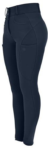 4Riders Damen Winterreithose – Thermo-Reithose Boston Vollgrip mit Handytasche, Navy, 36
