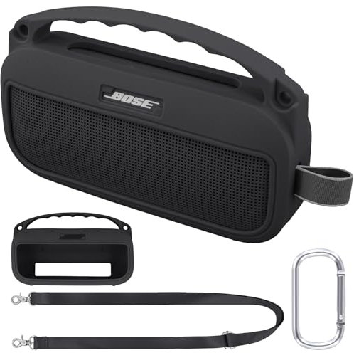 co2CREA Funda Protectora de Silicona Compatible para Altavoz Bluetooth Bose SoundLink Flex 2 Gen(Incluido Silicona + mosquetón + Bandolera (Altavoz no Incluido)