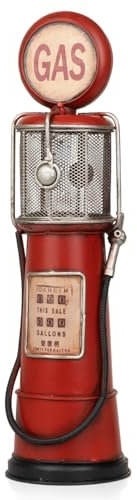 Moritz Tirelire décorative en tôle - En forme de pompe à essence - Rouge - Modèle de station service - Rétro - Objet de collection - Vintage - Nostalgie - Style antique