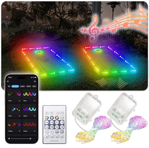 Neisouf LED Cornhole Lichter für Corn Hole, 2 Packungen RGB+IC, hochhelle, farbwechselnde Cornhole led licht mit App und Fernbedienung für Cornhole Brett und Loch (RGB+ic, 4M)