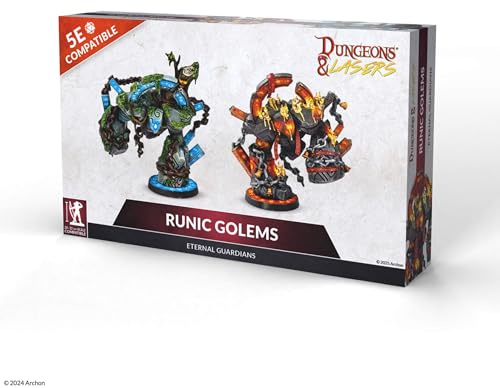Dungeons & Lasers Runic Golems Eternal Guardians Große DND-Miniaturen – 2 große Modelle für RPG-Spiele – unlackiert, unmontiert – ab 14 Jahren