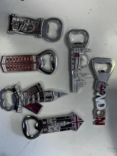 6 London Souvenir Bottle Openers Set, British Landmarks Design, Metal Fridge Magnets Collection AEI Bargain