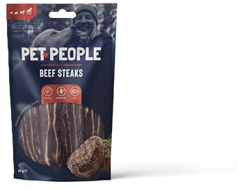 Pet People Beef Steaks 80g, Natural, Grain Free, High Protein, Dental Care, Dog Snacks - 8pc, 80g (12 Bags)