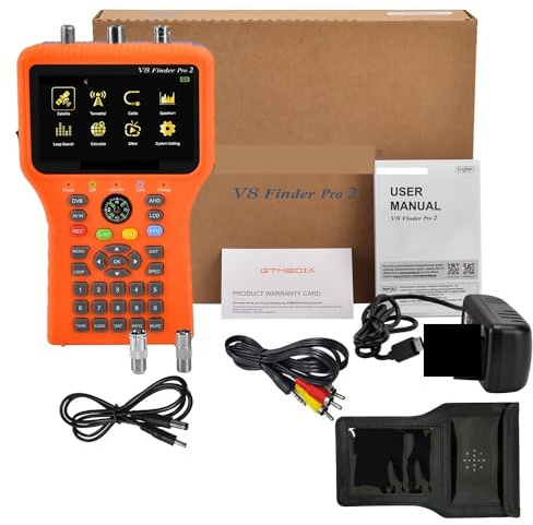 Medidor de Campo TDT, V8 Finder Pro2 - Medidor de señal satelital DVB-S2/T2/C, buscador de satélite digital HD con HEVC MPEG-4, receptor de TV satelital