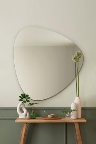 MirrorOutlet The Lapis - Large Frameless Pond Wall Mirror 32 X 24 (80cm X 60cm) Silver Mirror Glass On A Black Backing.