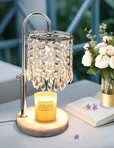 Candle Warmer Lamp with Timer Dimmable, Birthday Gifts for Women, Wax Melt Warmer for House Warming Gifts New Home Decor, Adjustable Height Crystal Candle Lamp for Jar Candles with 3 Bulbs, Christmas