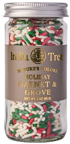India Tree Nature’s Colors Cake Decorations Garnet & Grove Sprinkles in Glass Jar, Plant-Based Food Coloring, Non-GMO, No Artificial Dyes, Baking and Dessert Topping, 3 oz