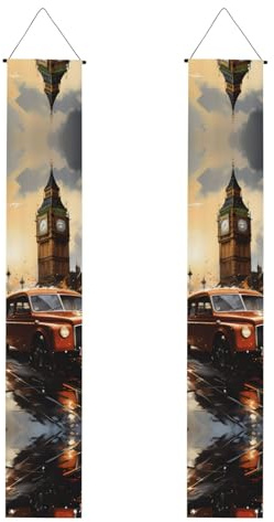 Dekorative Veranda-Banner, London-Farbtaxi-Drucke, Party-Dekoration, langlebig für Abschlussfeiern, Feiern, Veranden